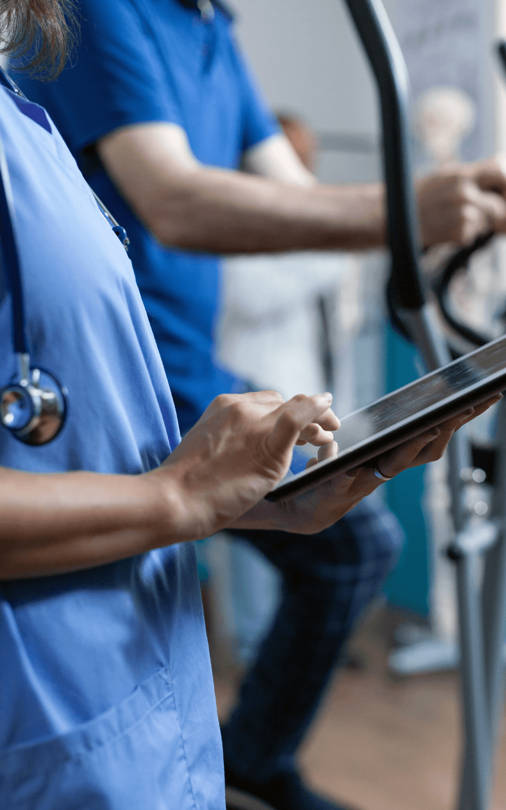 Healthcare professional on tablet