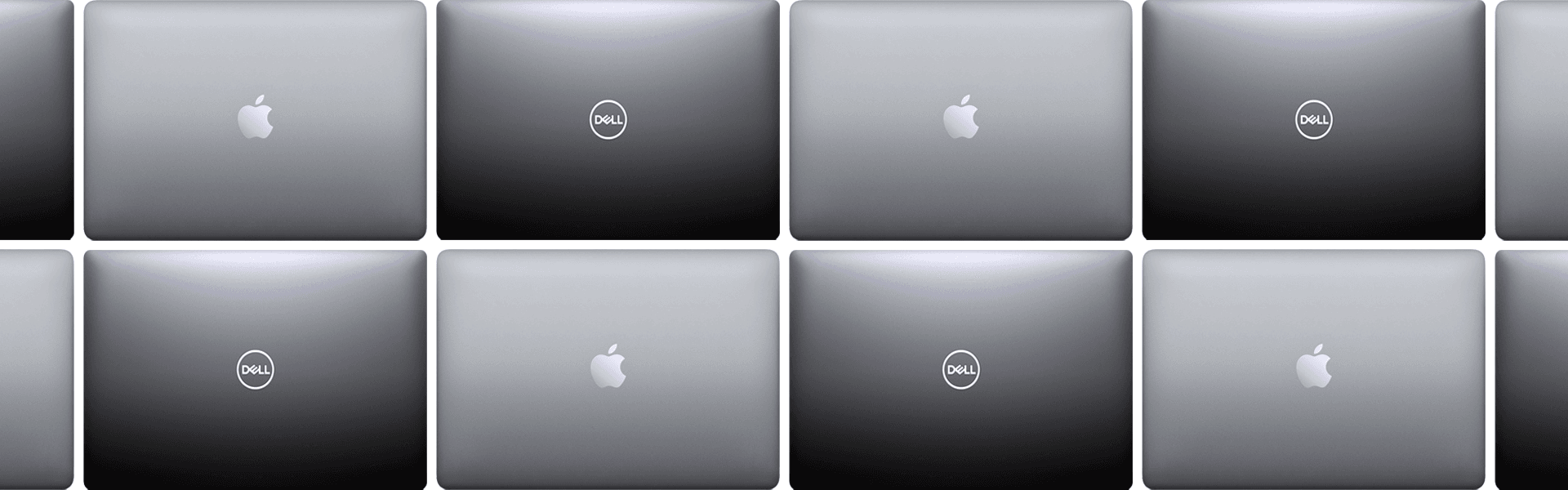 Mac and PCs in checkerboard pattern, symbolizes mixing Macs and PCs in your workplace.