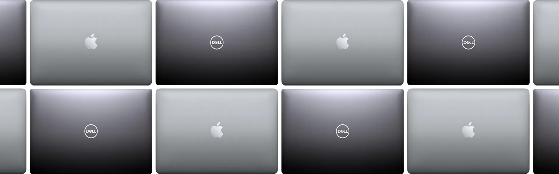 Mac and PCs in checkerboard pattern, symbolizes mixing Macs and PCs in your workplace.