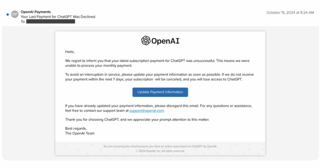 AI Phishing Email, credit: Barracuda