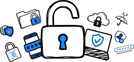 Cybersecurity lock hero illustration